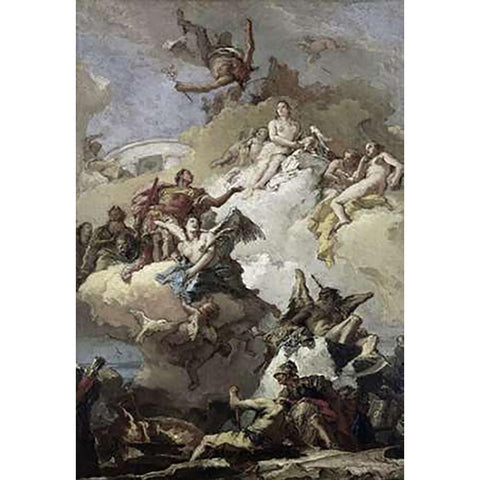 Apotheosis of Aeneas White Modern Wood Framed Art Print by Tiepolo, Giovanni Battista