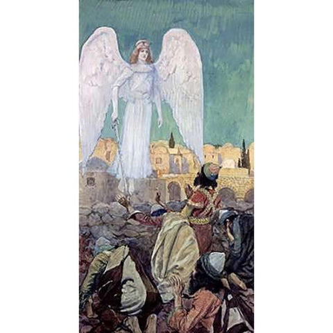 An Armed Angel Appears to Many White Modern Wood Framed Art Print by Tissot, James