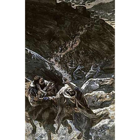 And They All Forsook Him and Fled Gold Ornate Wood Framed Art Print with Double Matting by Tissot, James