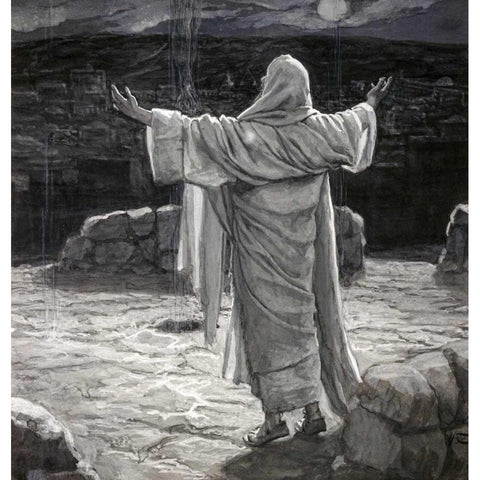 Christ Going to the Mount of Olives at Night White Modern Wood Framed Art Print by Tissot, James Jacques