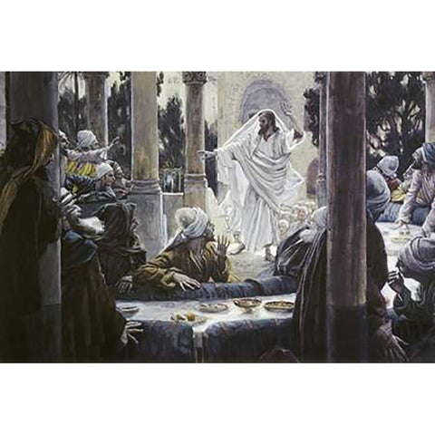 Museumist Reproving the Pharisees White Modern Wood Framed Art Print by Tissot, James