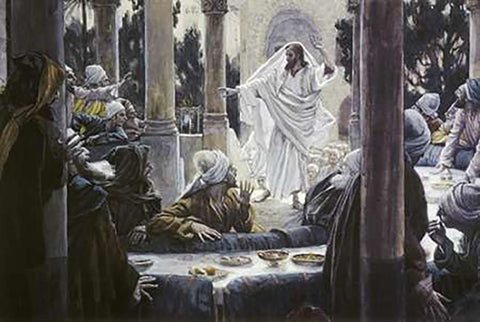 Museumist Reproving the Pharisees Black Ornate Wood Framed Art Print with Double Matting by Tissot, James