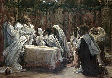 Communion of the AVintagetles White Modern Wood Framed Art Print with Double Matting by Tissot, James