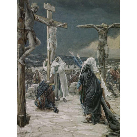 Death of Jesus Gold Ornate Wood Framed Art Print with Double Matting by Tissot, James Jacques