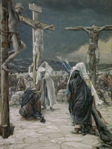 Death of Jesus Black Ornate Wood Framed Art Print with Double Matting by Tissot, James Jacques