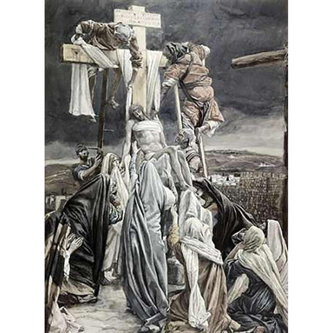 Descent from the Cross White Modern Wood Framed Art Print by Tissot, James