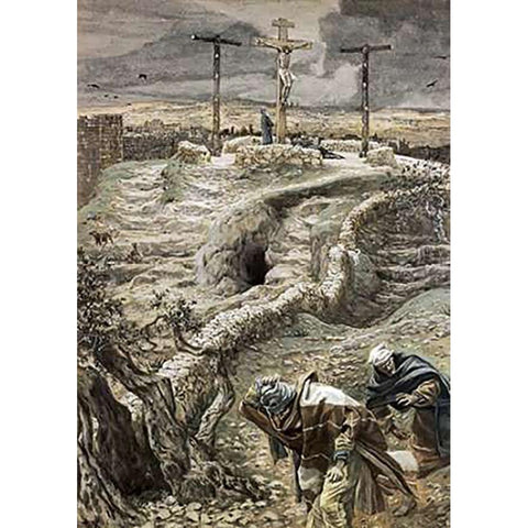 Jesus Alone on the Cross Black Modern Wood Framed Art Print by Tissot, James