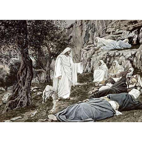 Jesus Commands his Disciples to Rest White Modern Wood Framed Art Print by Tissot, James