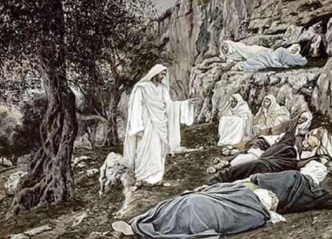 Jesus Commands his Disciples to Rest White Modern Wood Framed Art Print with Double Matting by Tissot, James