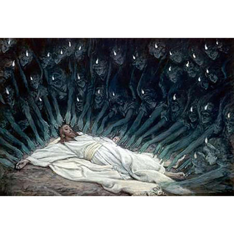 Jesus Ministered to by Angels White Modern Wood Framed Art Print by Tissot, James