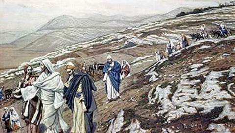 Jesus On His Way to Galilee Black Ornate Wood Framed Art Print with Double Matting by Tissot, James