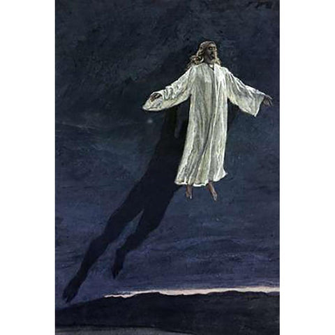 Jesus Taken Up Onto A High Mountain White Modern Wood Framed Art Print by Tissot, James