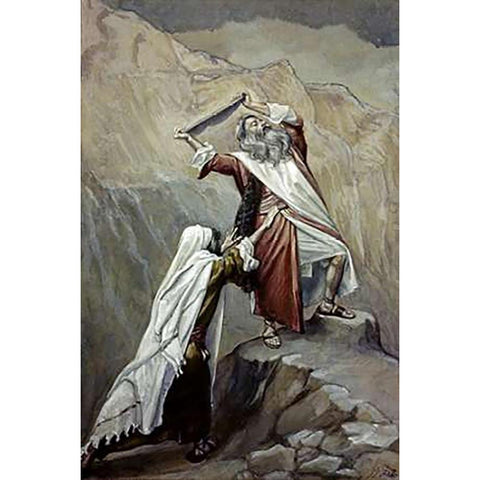 Moses Destroys the Tablets of the Ten Commandments Gold Ornate Wood Framed Art Print with Double Matting by Tissot, James