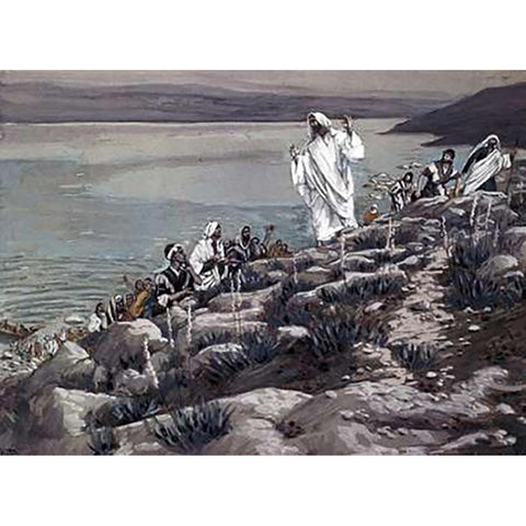 Seek Me Because Ye Eat from the Loaves White Modern Wood Framed Art Print by Tissot, James