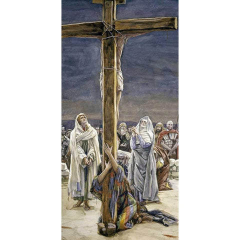 Stabat Mater - Women Behold Thy Son Gold Ornate Wood Framed Art Print with Double Matting by Tissot, James Jacques