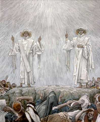 The Ascension White Modern Wood Framed Art Print with Double Matting by Tissot, James Jacques