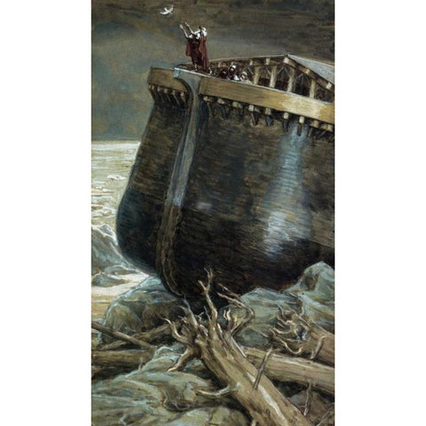 The Dove Returns to Noah Black Modern Wood Framed Art Print by Tissot, James Jacques