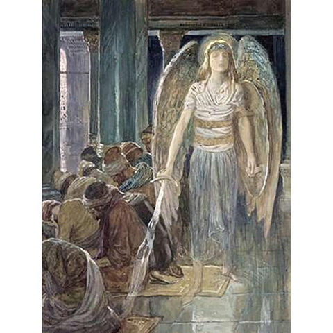 The Guardian Angel White Modern Wood Framed Art Print by Tissot, James