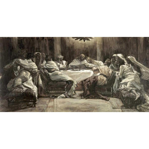 The Lords Supper Black Modern Wood Framed Art Print with Double Matting by Tissot, James Jacques