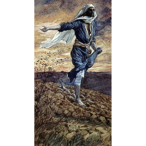 The Parable of the Sower White Modern Wood Framed Art Print by Tissot, James Jacques