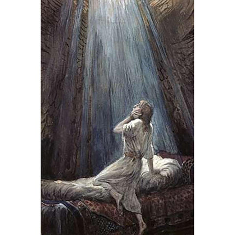 The Voice of the Lord Black Modern Wood Framed Art Print with Double Matting by Tissot, James