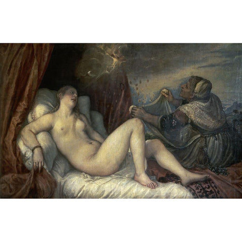 Danae Black Modern Wood Framed Art Print with Double Matting by Titian