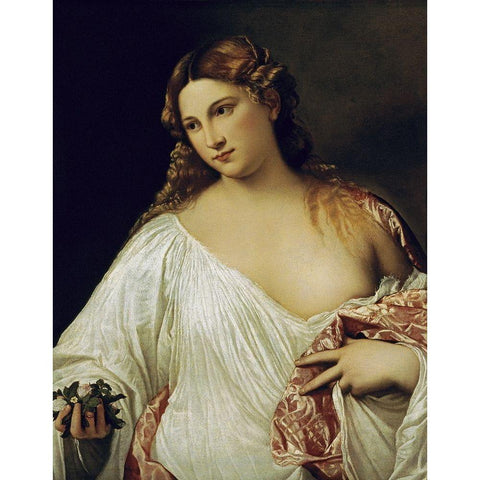 Flora White Modern Wood Framed Art Print by Titian