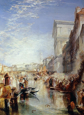 Grand Canal, Venice: Shylock Black Ornate Wood Framed Art Print with Double Matting by Turner, Joseph M.W.