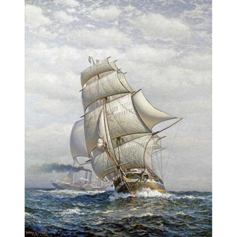 Full Sail Gold Ornate Wood Framed Art Print with Double Matting by Tyler, James Gale