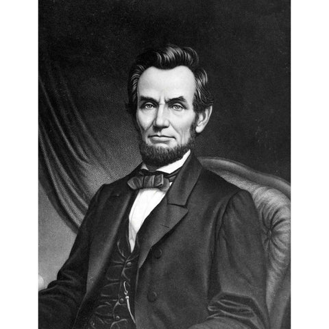 Abraham Lincoln Black Modern Wood Framed Art Print with Double Matting by Unknown