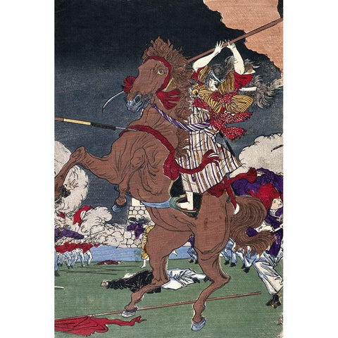 Battle at Kumamoto Castle, Kagoshima War (Detail) Black Modern Wood Framed Art Print by Unknown