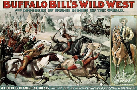 Buffalo Bills Wild West - Poster White Modern Wood Framed Art Print with Double Matting by Unknown