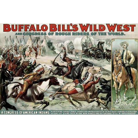 Buffalo Bills Wild West - Poster Gold Ornate Wood Framed Art Print with Double Matting by Unknown