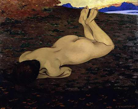 The Spring Black Ornate Wood Framed Art Print with Double Matting by Vallotton, Felix