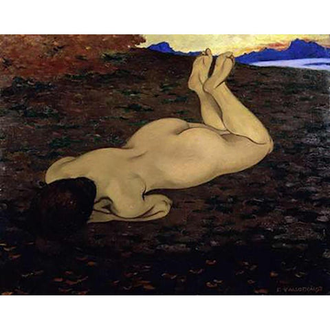 The Spring Black Modern Wood Framed Art Print by Vallotton, Felix