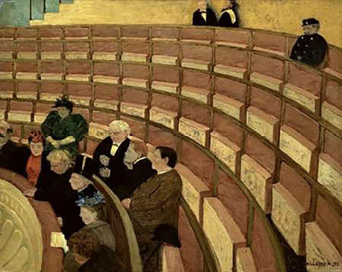 Third Level at the Theatre in Chatelet White Modern Wood Framed Art Print with Double Matting by Vallotton, Felix