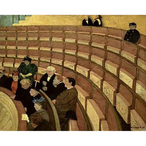 Third Level at the Theatre in Chatelet Black Modern Wood Framed Art Print by Vallotton, Felix