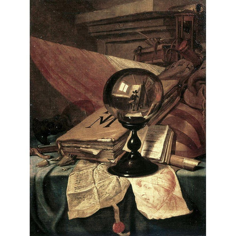 Vanitas Black Modern Wood Framed Art Print with Double Matting by Van der Vinne, Vincent Laurensz