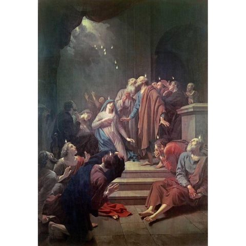 The Pentecost White Modern Wood Framed Art Print by Van der Werff, Adriaen