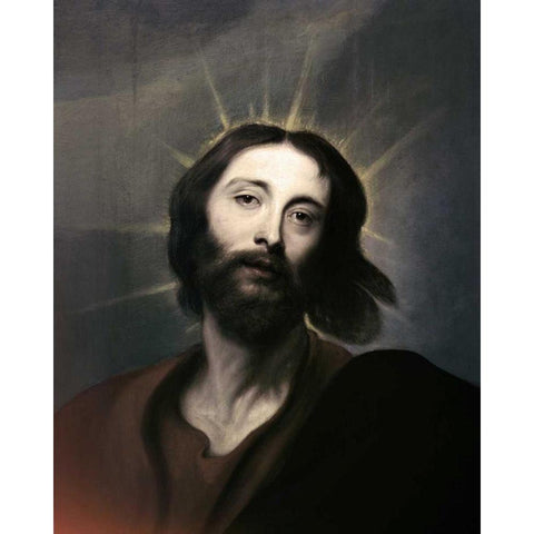 Jesus Holy Christ Gold Ornate Wood Framed Art Print with Double Matting by Van Dyck, Anthony