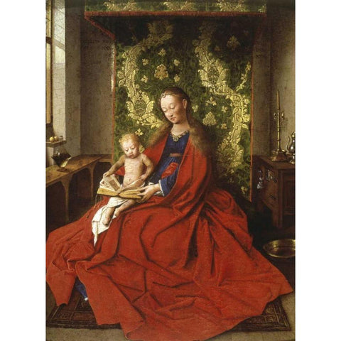 Madonna and Child Black Modern Wood Framed Art Print with Double Matting by Van Eyck, Jan