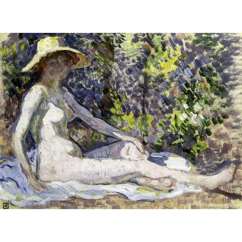 Nude Gold Ornate Wood Framed Art Print with Double Matting by Van Rysselberghe, Theo