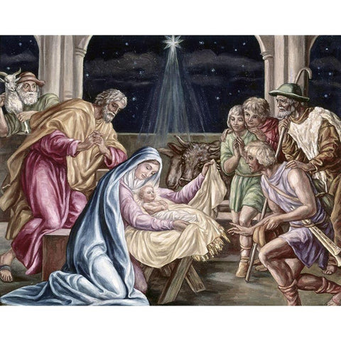 Birth of Our Lord Black Modern Wood Framed Art Print by Von Carolsfeld, Julius Schnorr