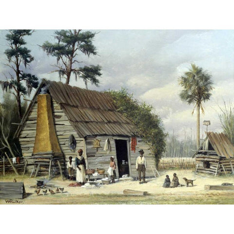 Laundry Day Gold Ornate Wood Framed Art Print with Double Matting by Walker, William Aiken