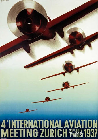 4th Meeting Aeronautique International White Modern Wood Framed Art Print with Double Matting by Baumberger, Otto