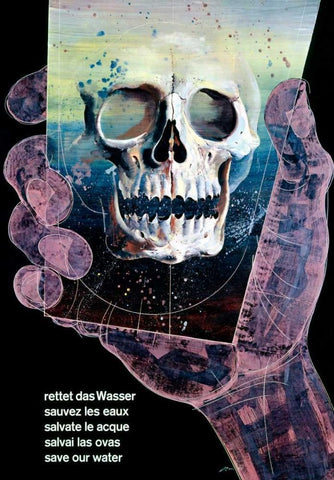 Rettet das Wasser Black Ornate Wood Framed Art Print with Double Matting by Erni, Hans