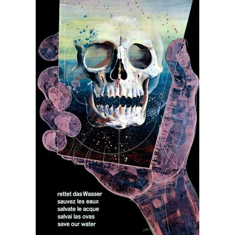 Rettet das Wasser Black Modern Wood Framed Art Print by Erni, Hans