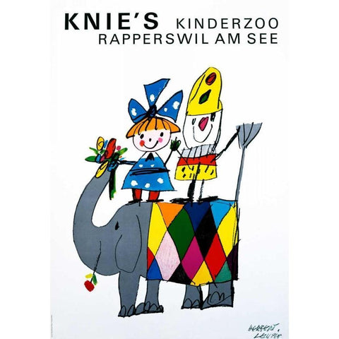 Knieâ€™s Kinderzoo White Modern Wood Framed Art Print by Leupin, Herbert