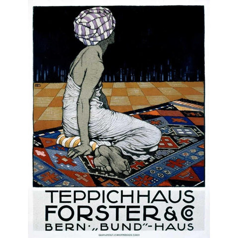 Teppichhaus Forster and Co Black Modern Wood Framed Art Print by Mangold, Burkhard