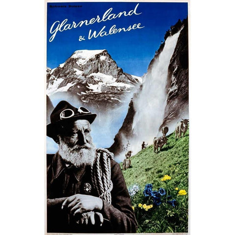 Glarnerland and Walensee Black Modern Wood Framed Art Print with Double Matting by Matter, Herbert